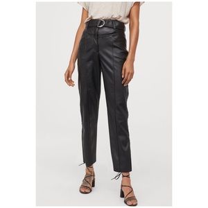 H&M faux leather tapered ankle pants 16